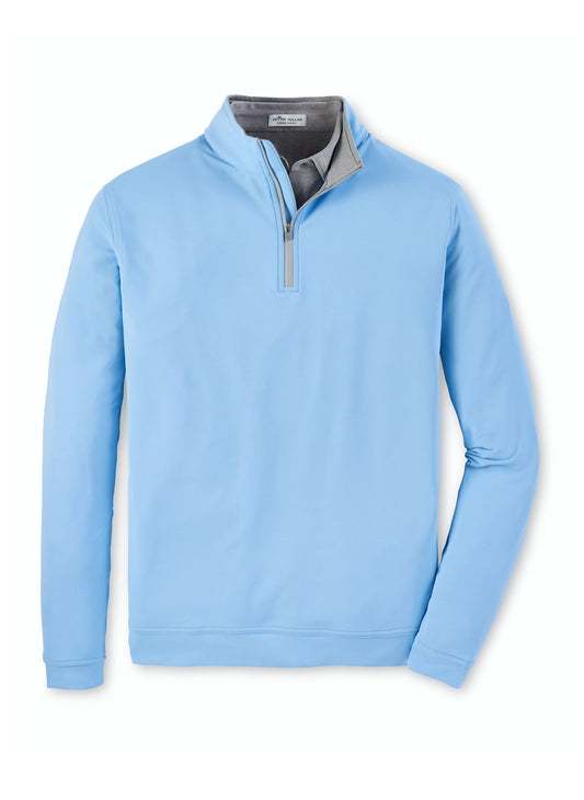 Peter Millar Perth Stretch Quarter Zip - Black/Cottage Blue/White