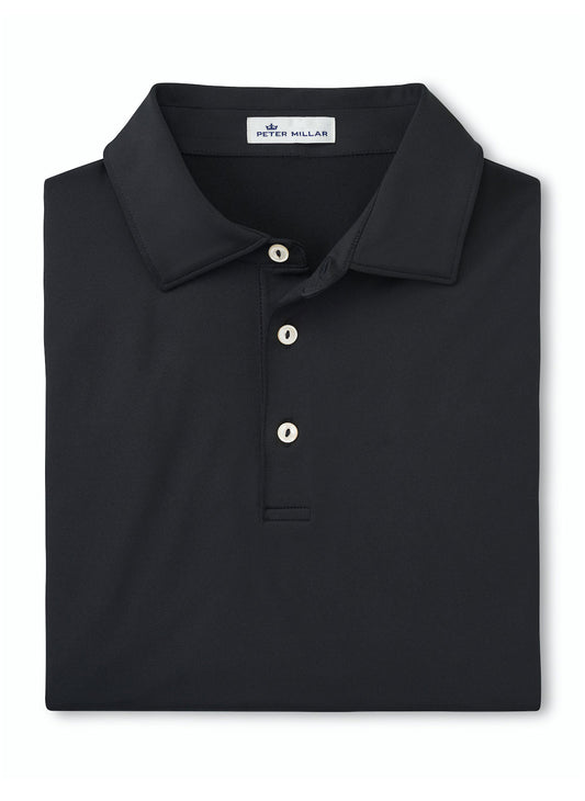 Peter Millar Solid Performance Polo - Black/Cottage Blue/White