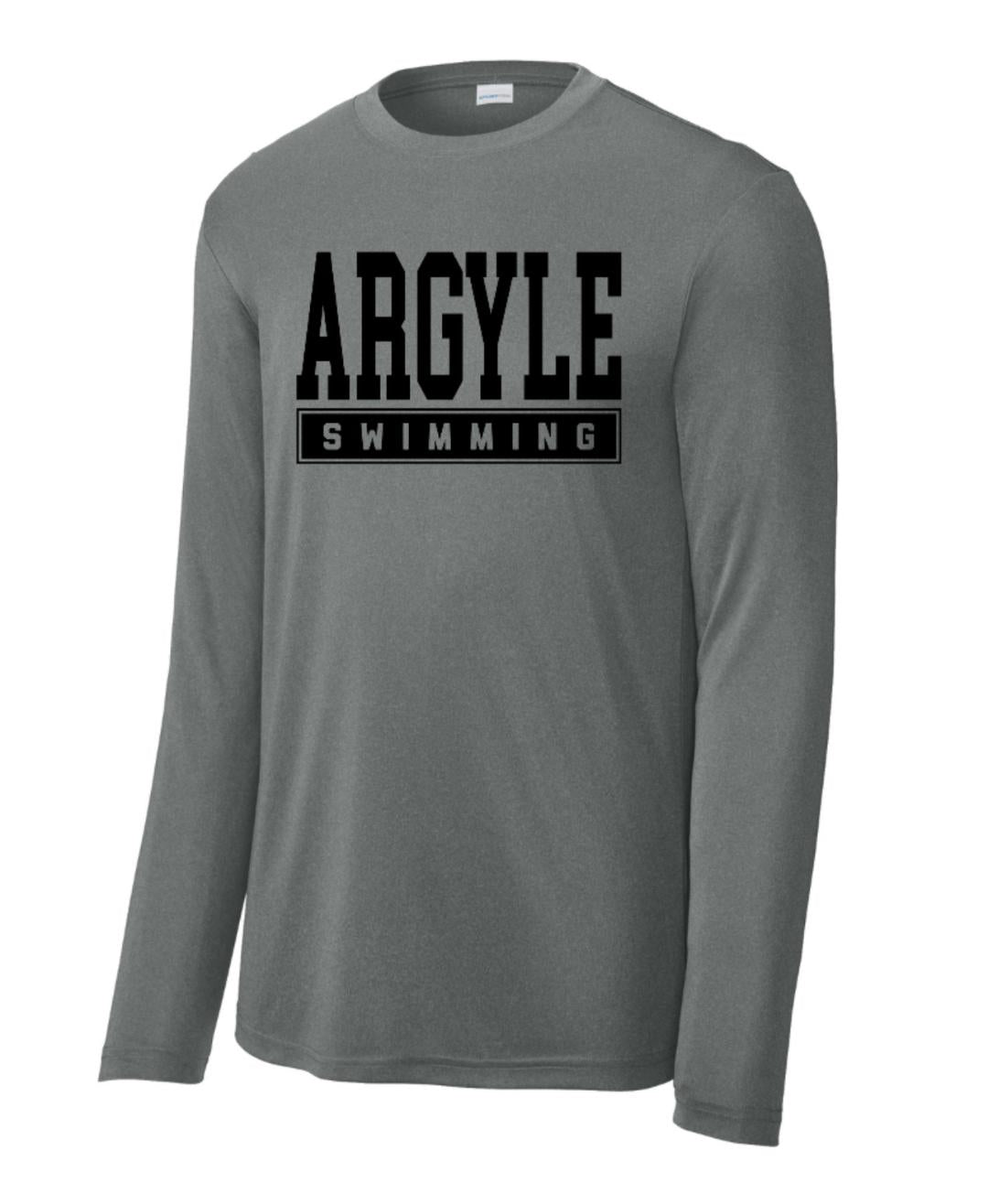 ARGYLE Swimming Sport-Tek Performance Long Sleeve Tee - Iron Grey Heather