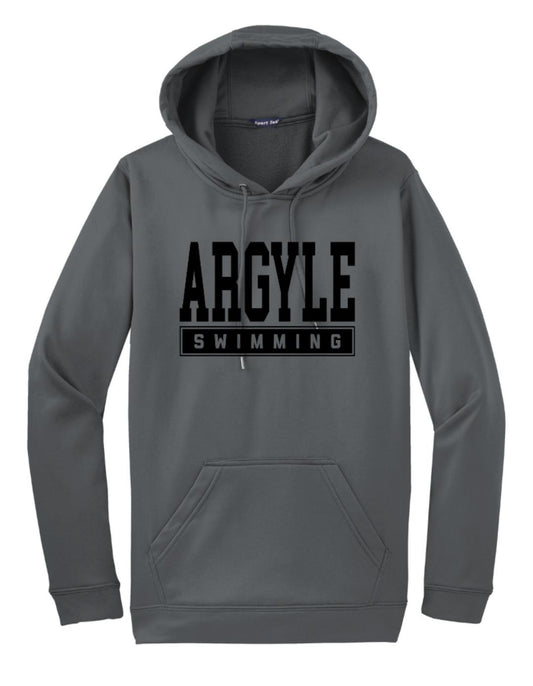 ARGYLE Swimming Sport-Tek Performance Hoodie Sweatshirt - Dark Smoke Grey