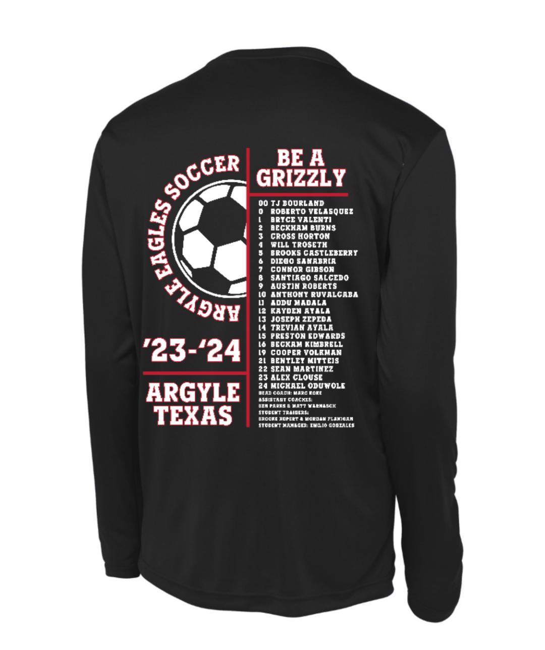 FINAL FEW - 2023 Boys Soccer Be a Grizzly Performance Long Sleeve - Black