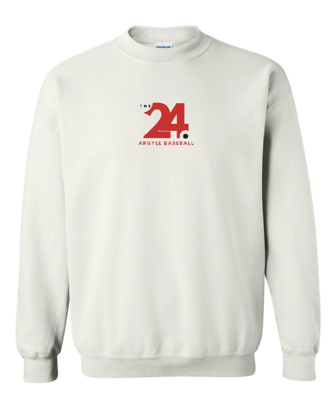 2025 Argyle Baseball - THE24. Roster - Gildan Crewneck Sweatshirt - Adult - White