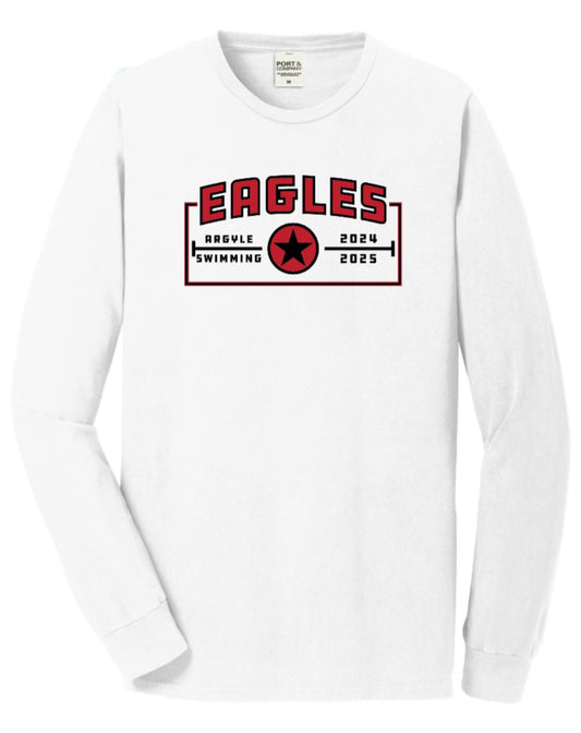 EAGLES Swimming Long Sleeve Beach Wash Tee - Adult - White