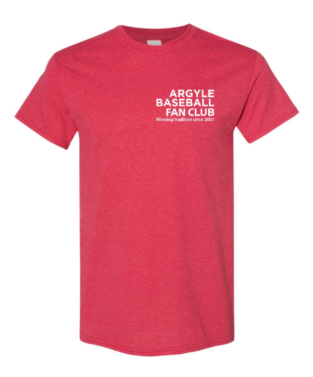 2025 Argyle Baseball - Fan Club - Gildan Short Sleeve Tee - Adult - Heather Red