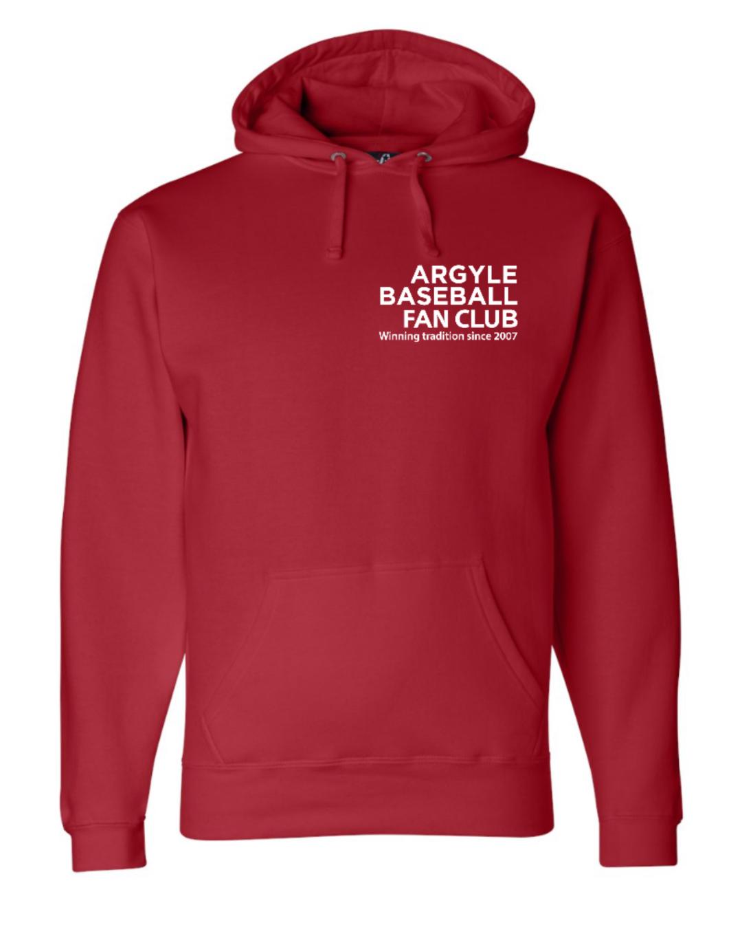 2025 Argyle Baseball - Fan Club - J. America Hoodie Sweatshirt - Adult - Red