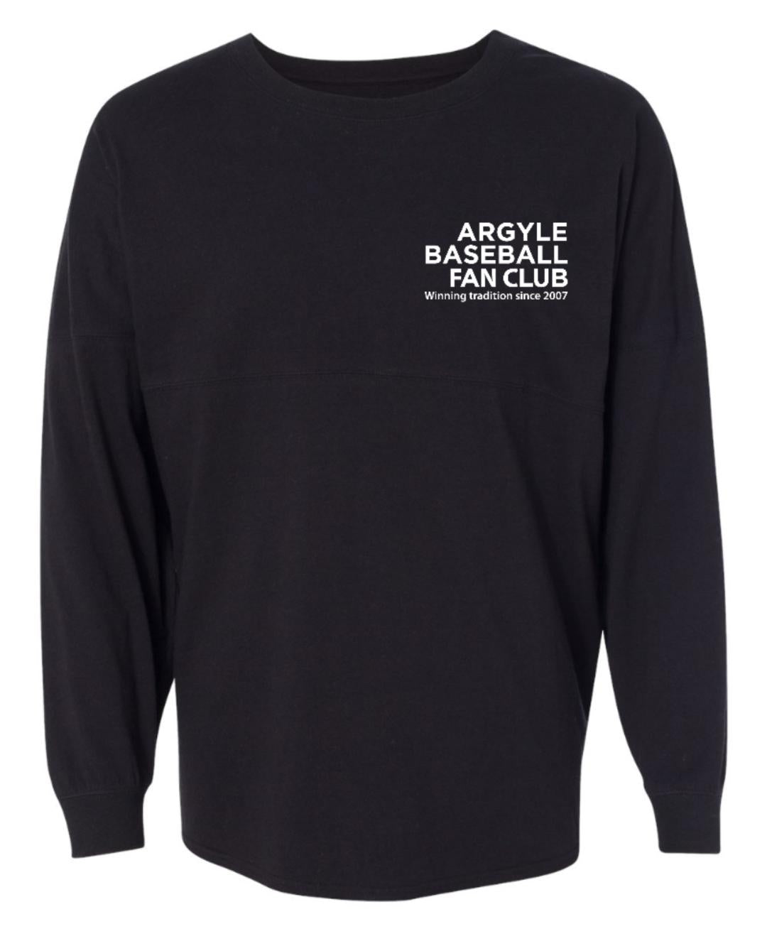 2025 Argyle Baseball - Fan Club - J. America Game Day Jersey Long Sleeve - Adult - Black