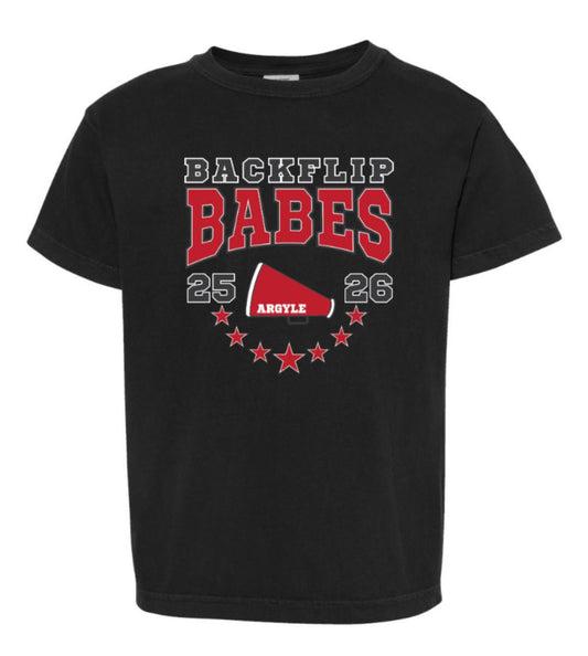 2025 Argyle Cheer - Backflip Babes - Comfort Colors Short Sleeve Tee - Youth - Black