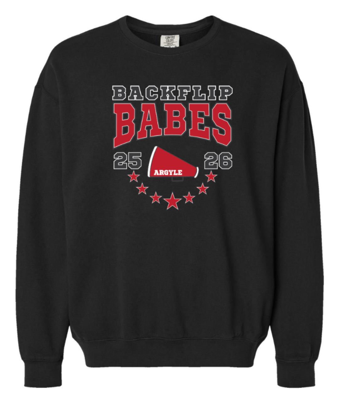 2025 Argyle Cheer - Backflip Babes - Comfort Colors Crewneck Lightweight Sweatshirt - Adult - Black