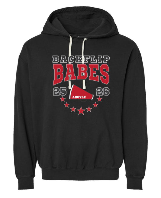 2025 Argyle Cheer - Backflip Babes - Comfort Colors Hoodie Lightweight Sweatshirt - Adult - Black (Copy)