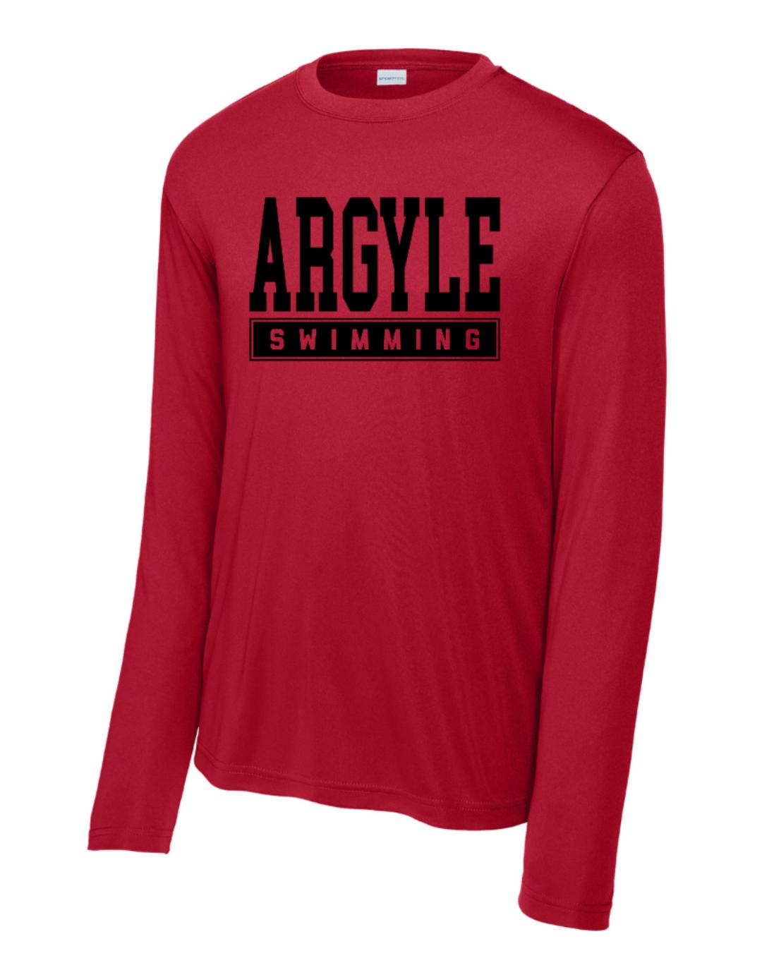 ARGYLE Swimming Sport-Tek Performance Hoodie Sweatshirt - Deep Red