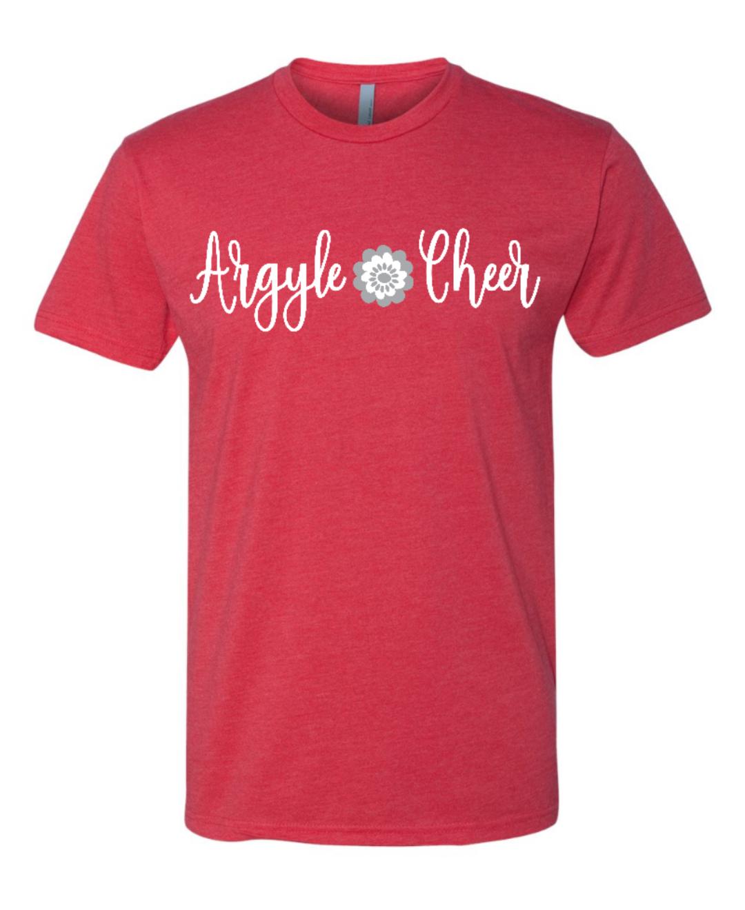 FINAL FEW - ARGYLE CHEER FLOWERS Short Sleeve Tee - Youth + Adult - Heather Red