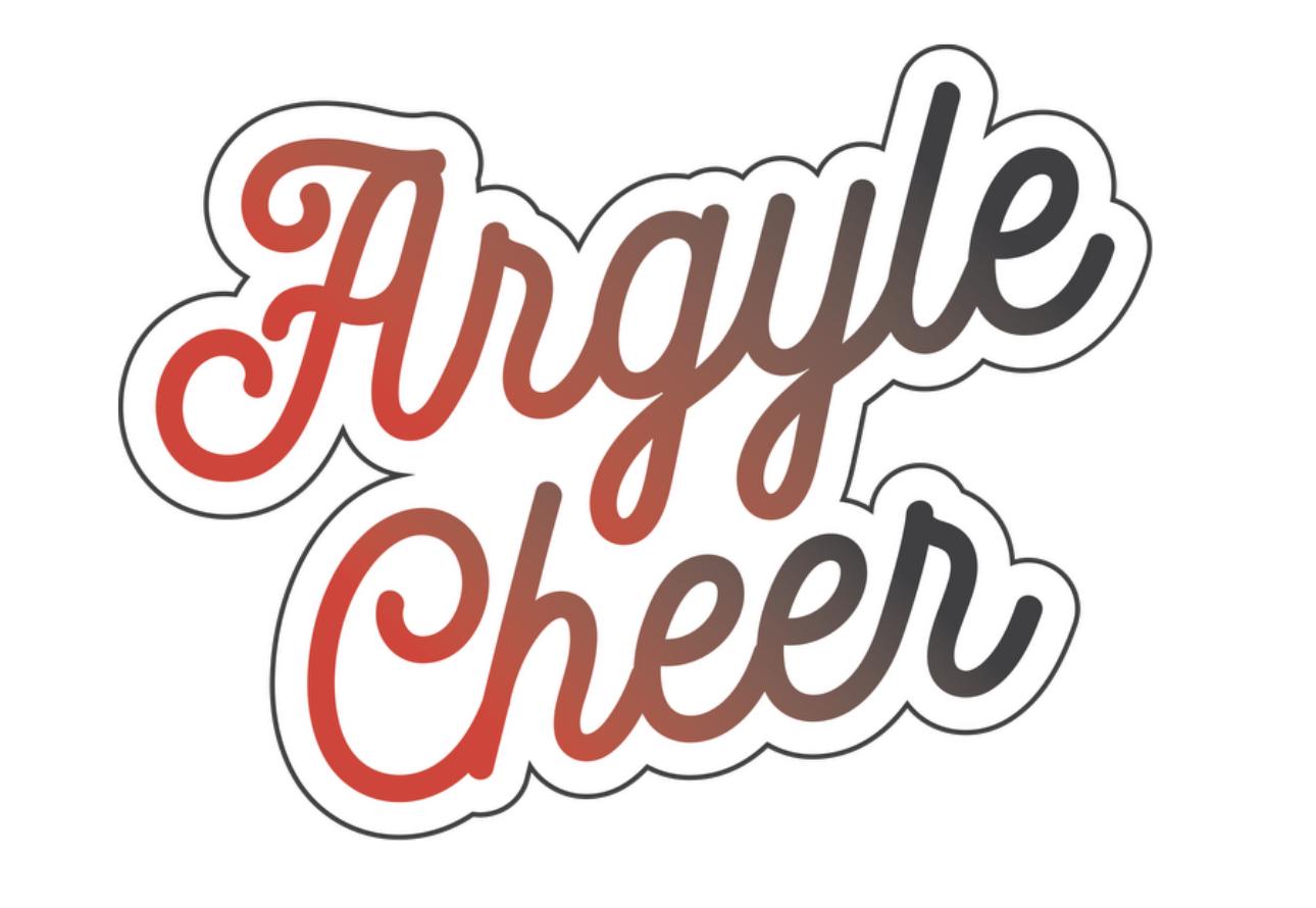 FINAL FEW - ARGYLE CHEER CURSIVE Champion Crop Short Sleeve - Adult - White